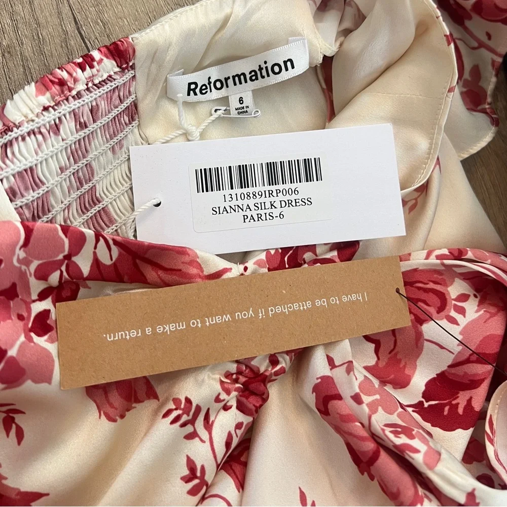 NWT Reformation Sianna Silk Dress -Size 6 in Paris Floral - Picture 9 of 9
